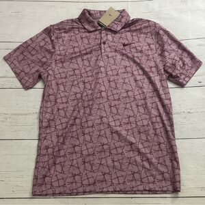 Nike Dri-FIT Victory+ Pine Needle Print Golf Polo Plum Dust Small FQ1134-523
